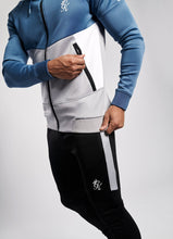 Load image into Gallery viewer, Gym King Chiba Full Zip Poly Tracksuit Top - Blue Mist/Grey Marl/White