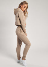 Load image into Gallery viewer, Gym King Sky Hooded Crop - Mocha
