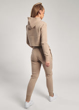 Load image into Gallery viewer, Gym King Sky Hooded Crop - Mocha
